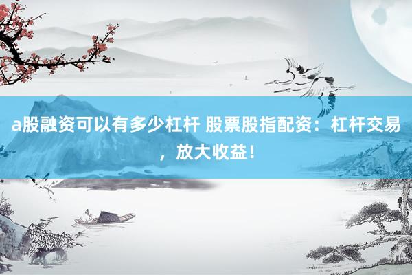 a股融资可以有多少杠杆 股票股指配资：杠杆交易，放大收益！